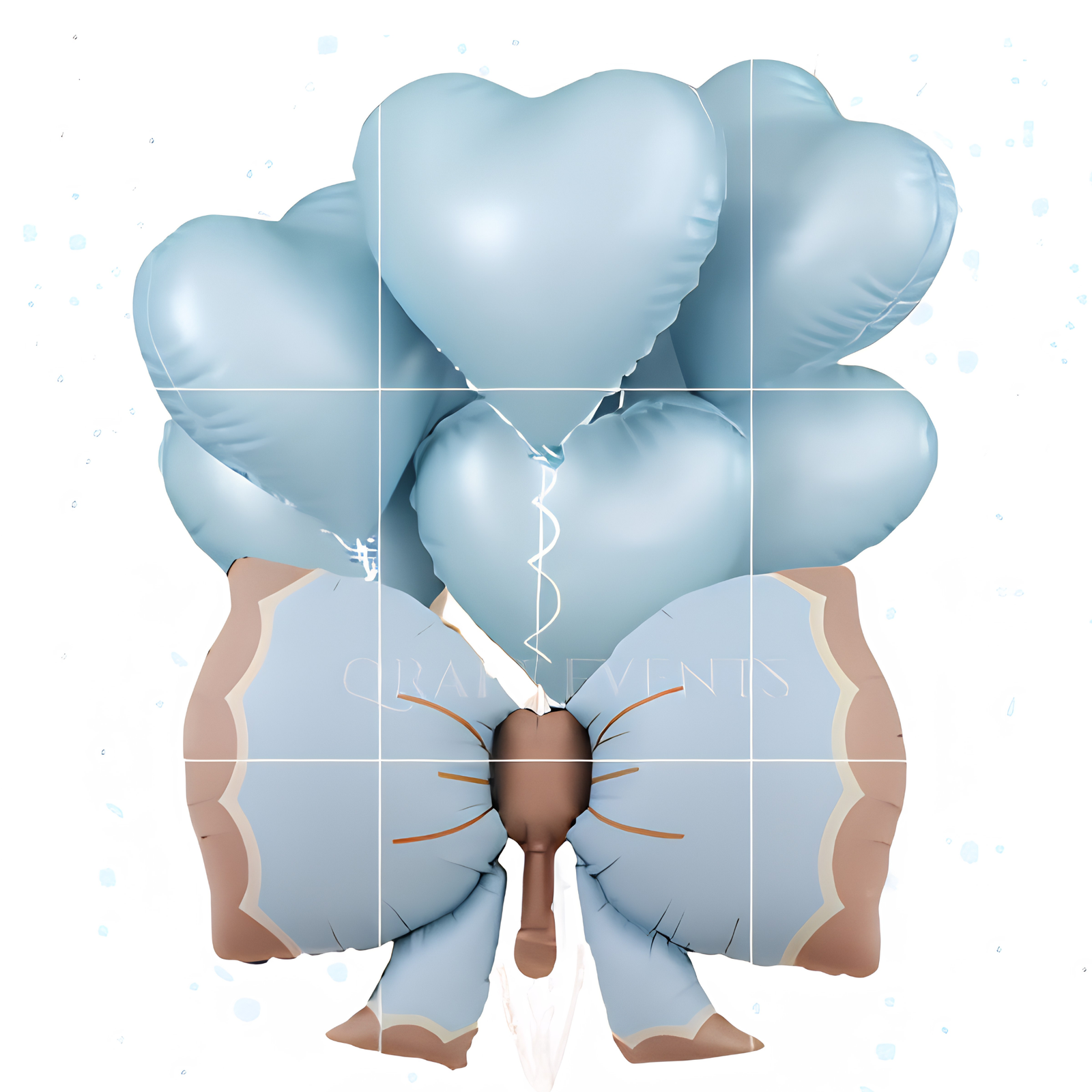  6 Pcs Matte Blue Heart Balloons with Large Blue Bow – Helium Filled