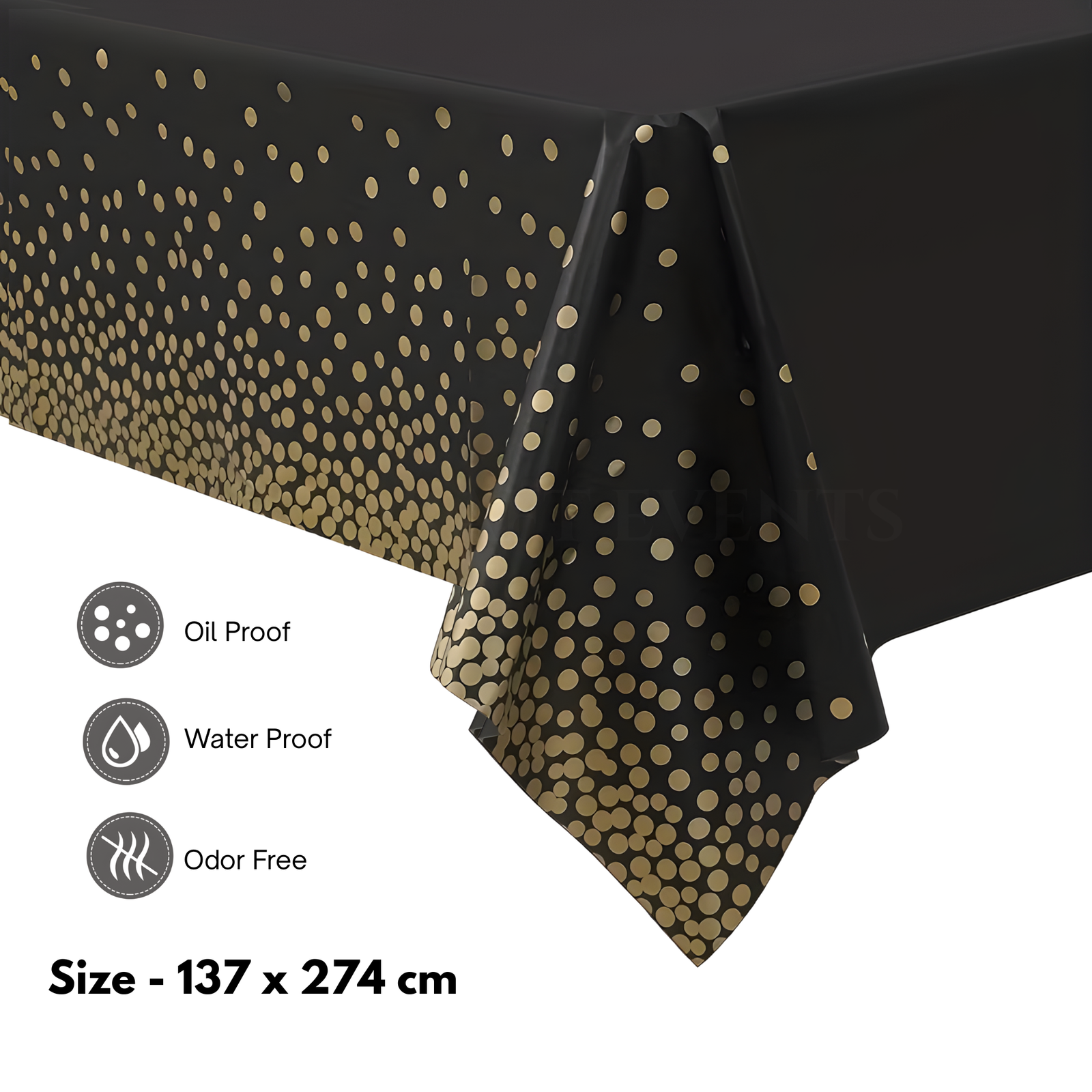 Black And Gold Polka Dot - Table Cover / Table Cloth