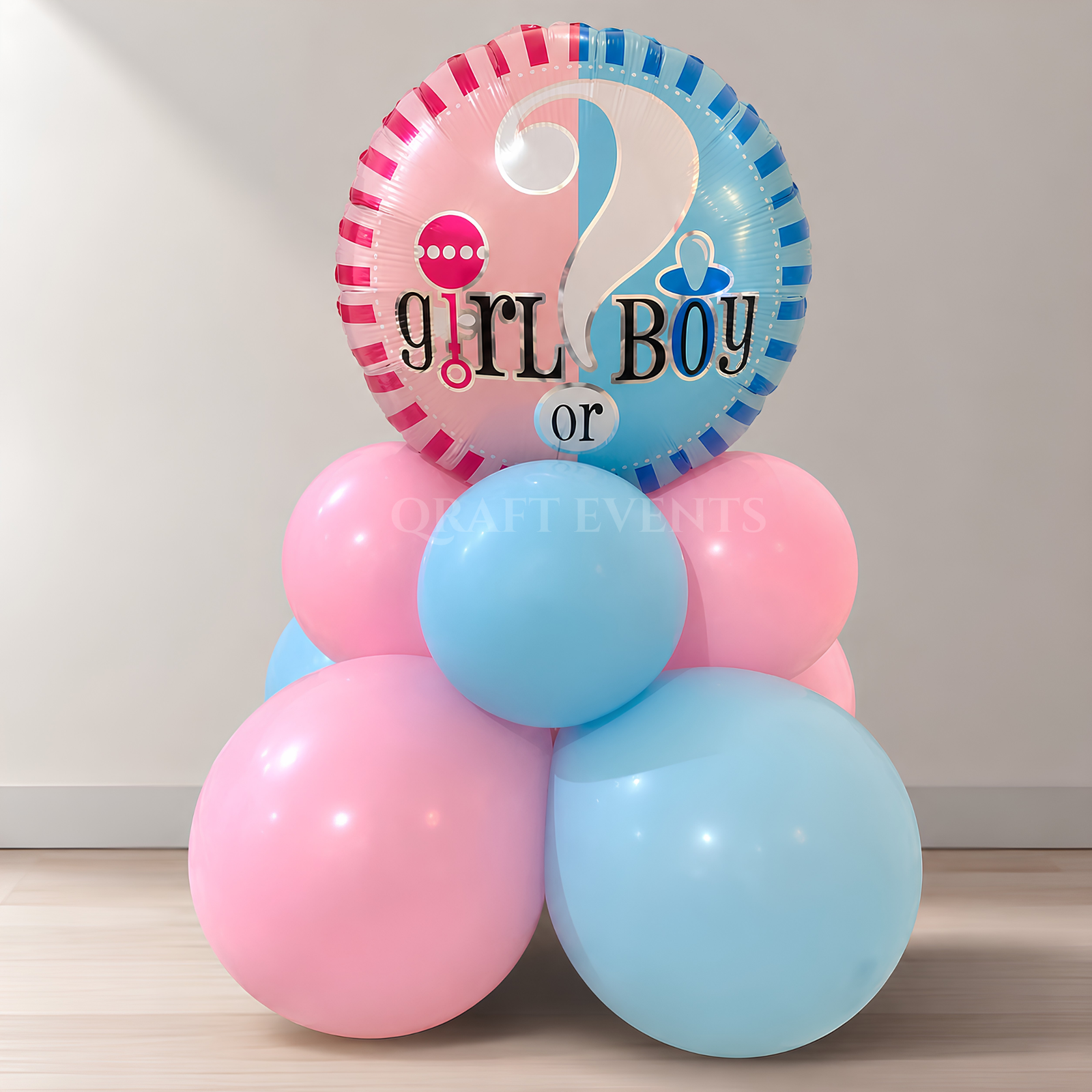 Girl or Boy Gender Reveal Balloon Stack – Air Filled